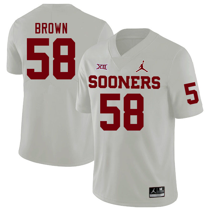 Men #58 Spencer Brown Oklahoma Sooners College Football Jerseys Stitched-White